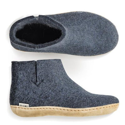 Glerups Felted Wool Boot with Leather Sole - Denim | Clevedon Woolshed ...
