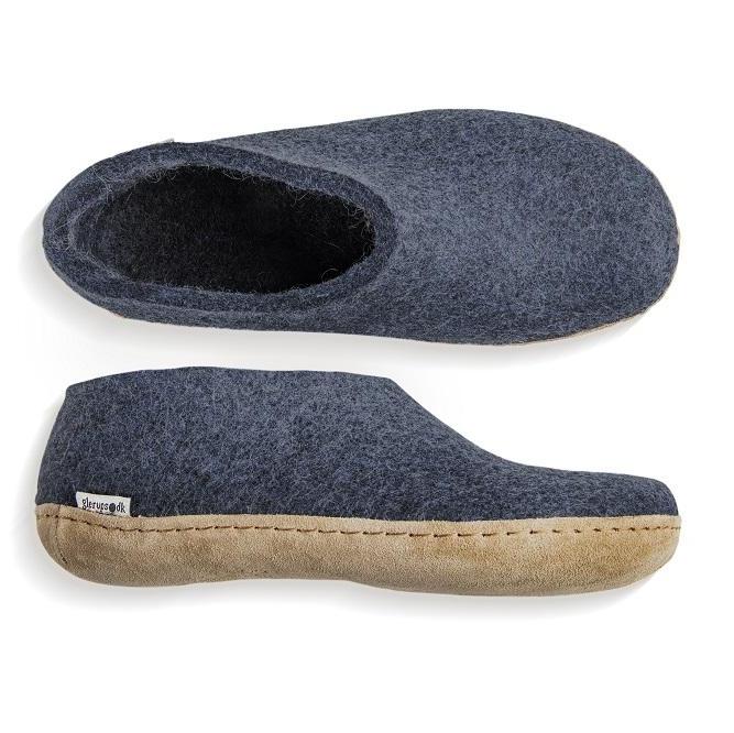 Recollection farve hund Glerups NZ Felted Wool Shoe with Leather Sole - Denim – Clevedon Woolshed