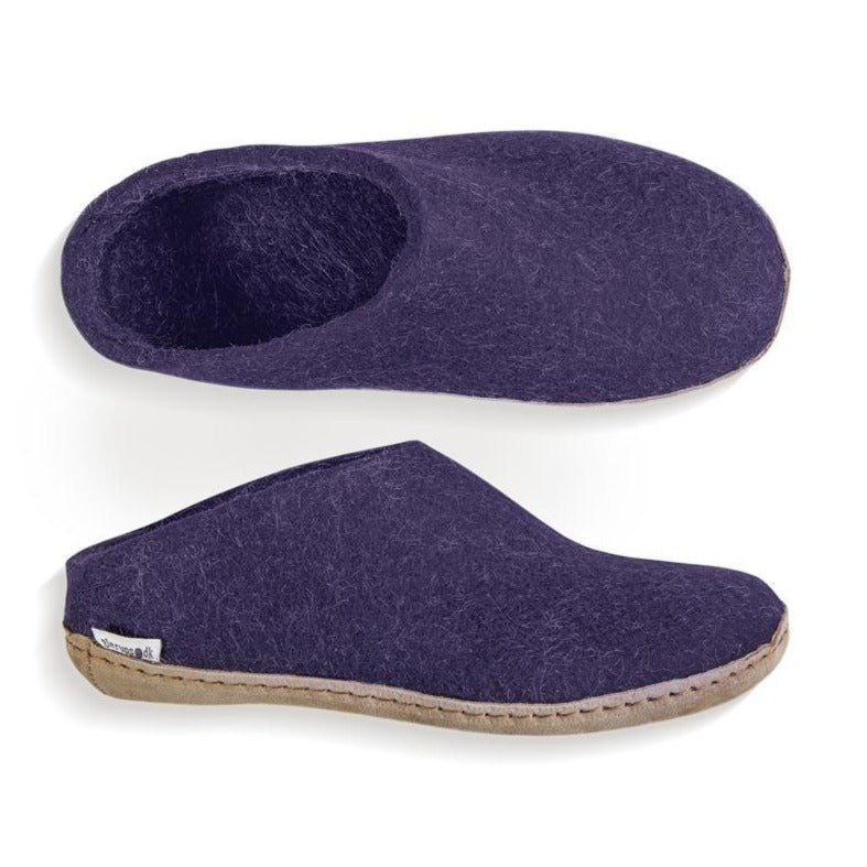 Glerups NZ Felted Wool On with Leather Sole - Purple | Clevedon Woolshed