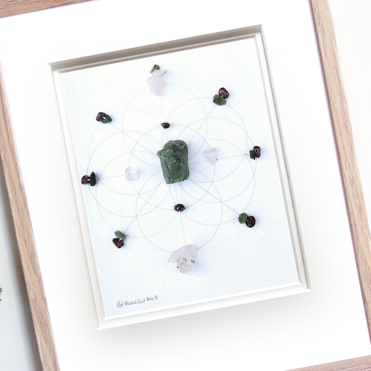 A LOVE STORY --- framed crystal grid