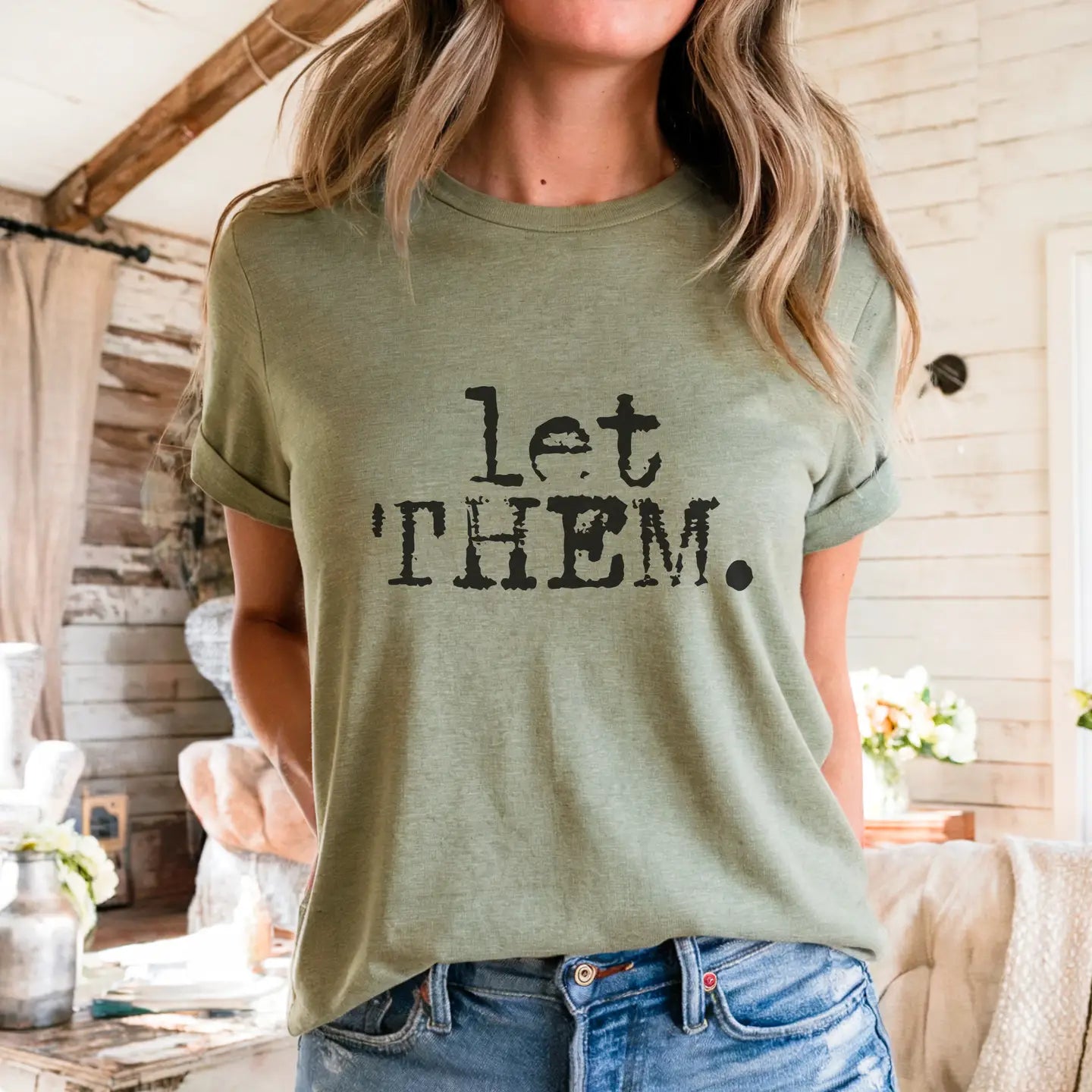7637 -Let Them Distressed Graphic T-Shirt
