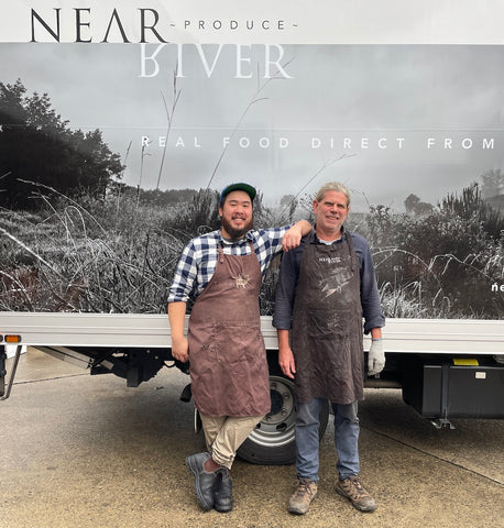 Near River delivery: Ritchie Han and Andrew Hearn with Near River truck