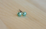Hypoallergenic Surgical 316L Steel Stud Earrings for Sensitive Ears with Green Freshwater Pearls