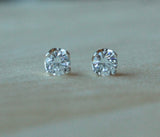 4 prong hypoallergenic argentium silver stud earrings for sensitive ears with facet cut cubic zirconia gemstones