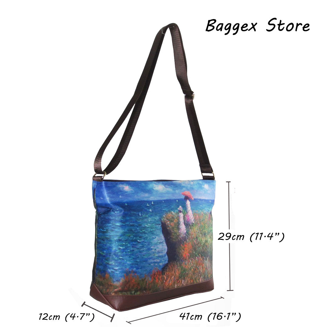 Masterpiece Painting Shoulder Bag(Claude Monet-Cliff walk at pourville – Baggex Store