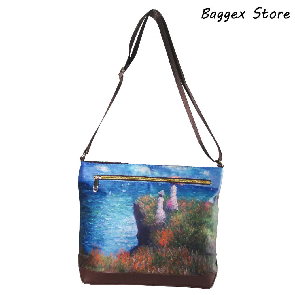 Masterpiece Painting Shoulder Bag(Claude Monet-Cliff walk at pourville – Baggex Store