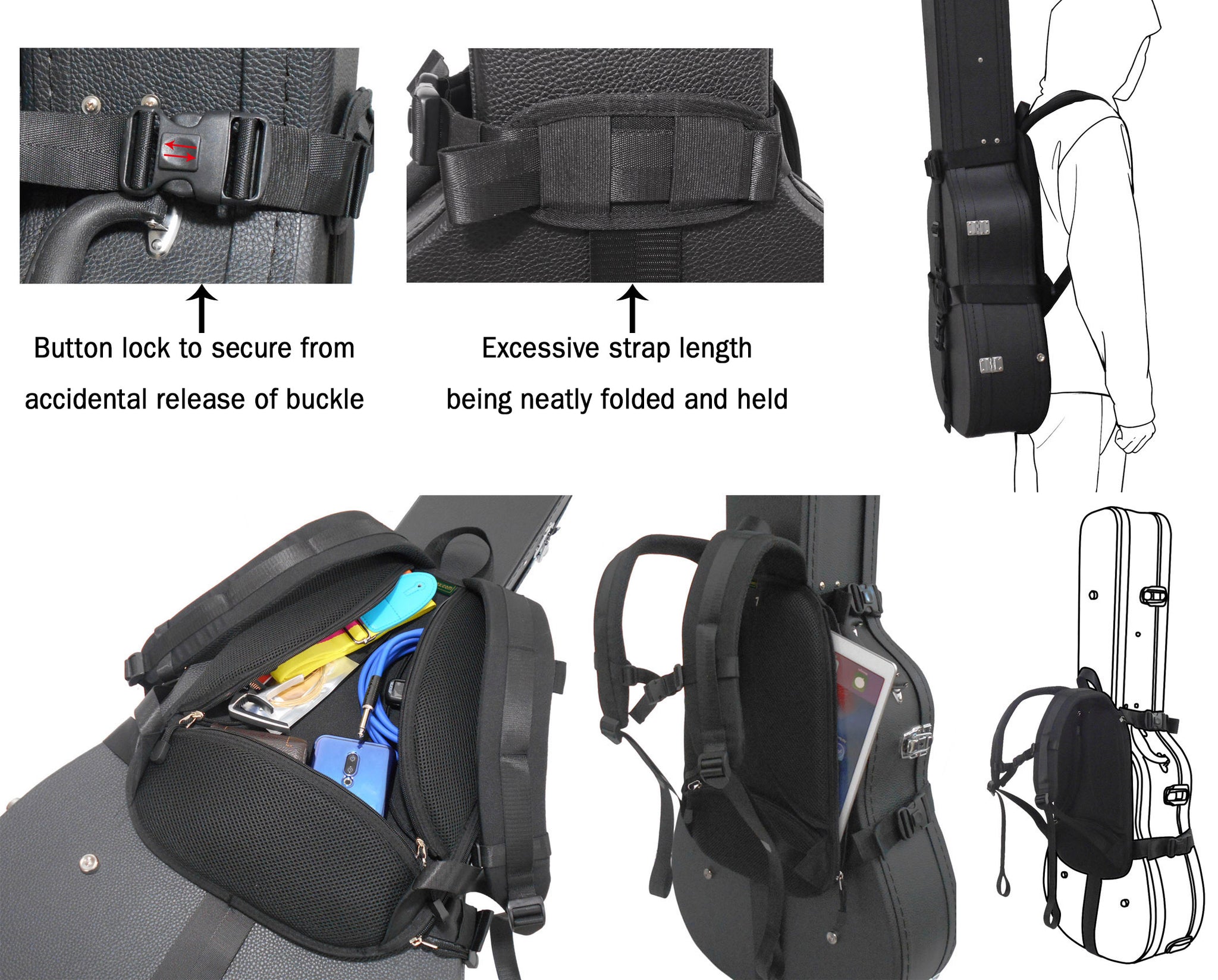 Hard Guitar Case Backpack Carrying System with Adjustable Straps ...