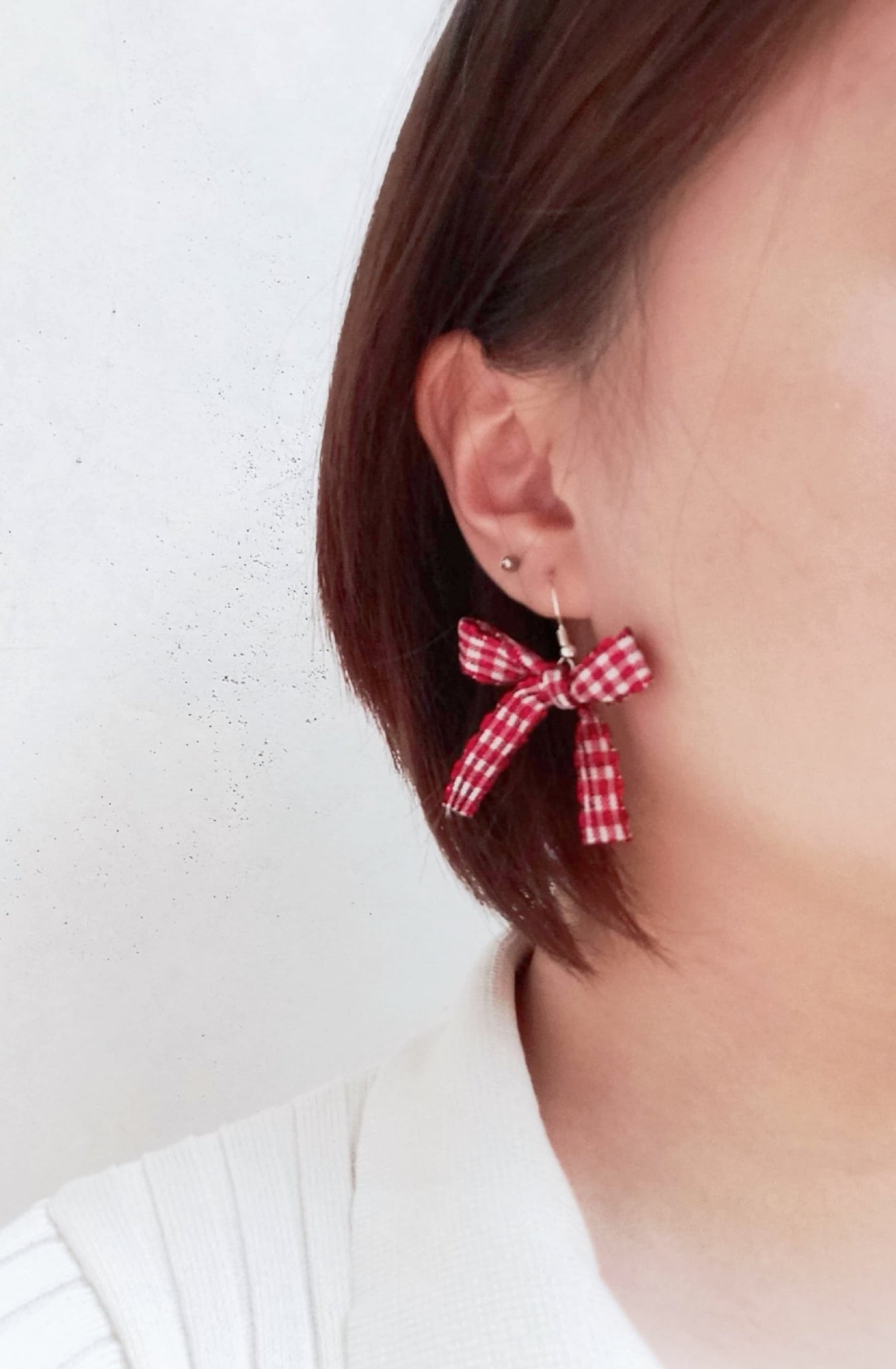 Christmas ribbon bow earrings
