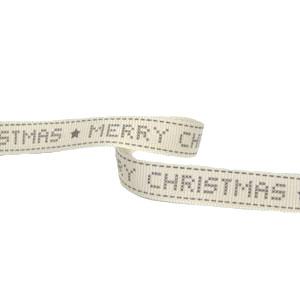 Merry christmas cream printed ribbon