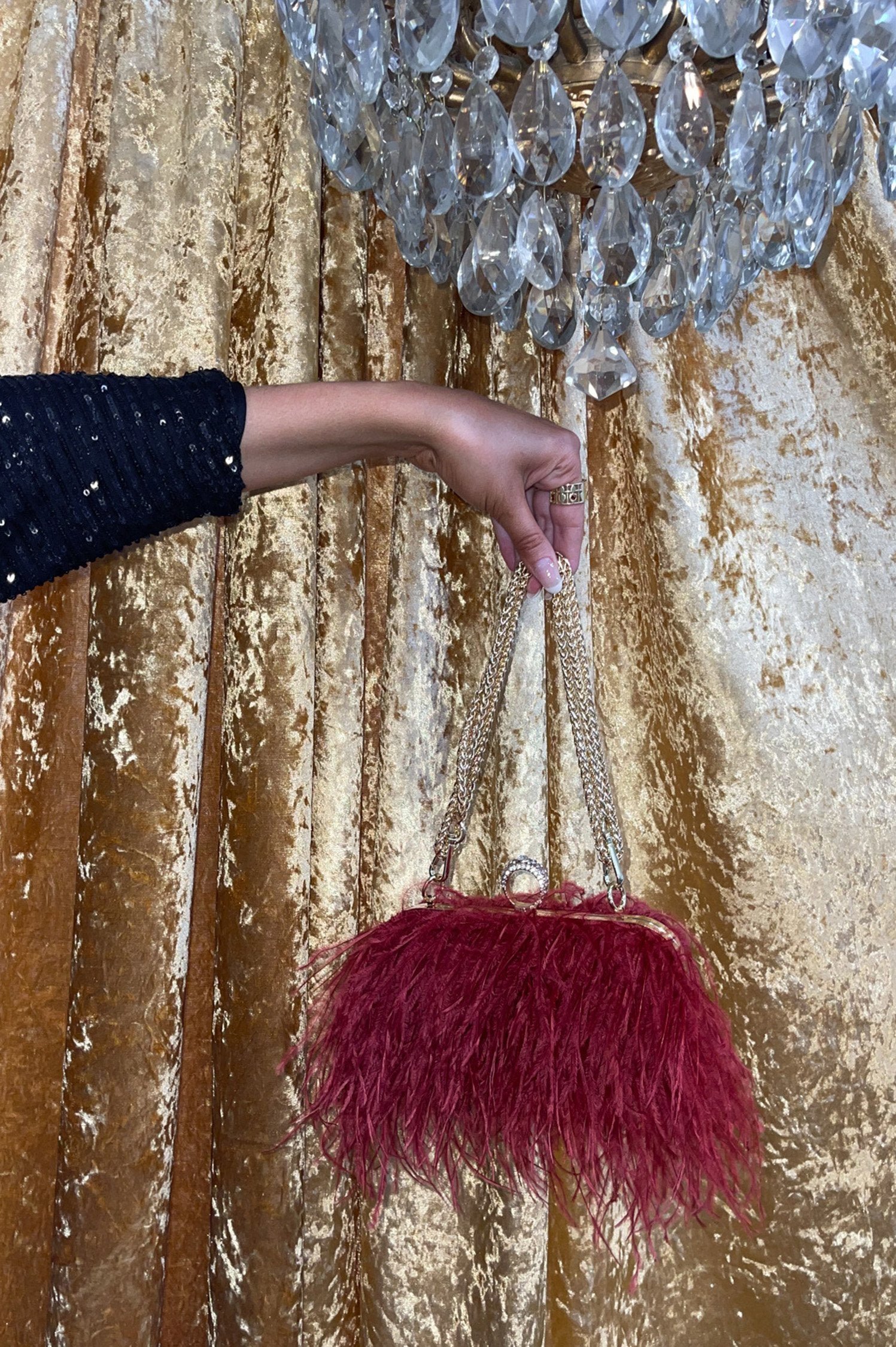 Odessa Ostrich Feather Bag Shiraz | Mode & Affaire
