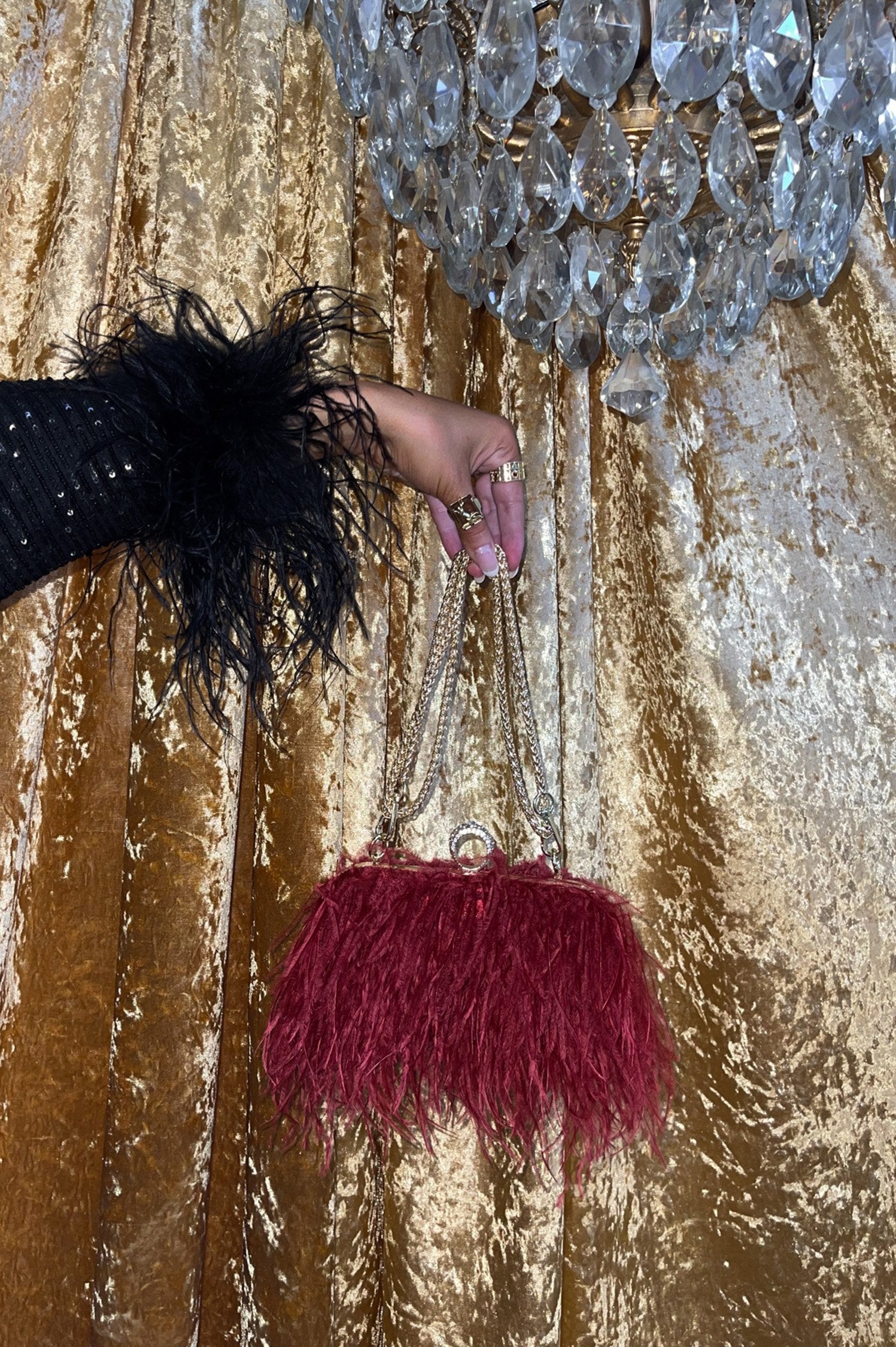 Odessa Ostrich Feather Bag Shiraz | Mode & Affaire