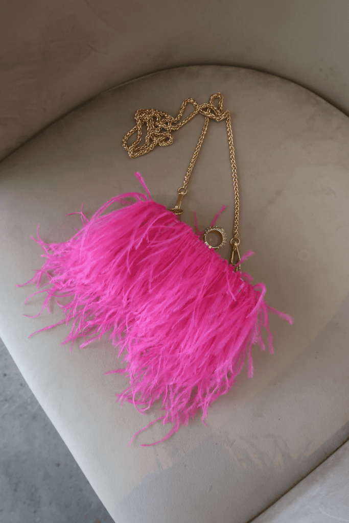 Odessa Ostrich Feather Bag Snow