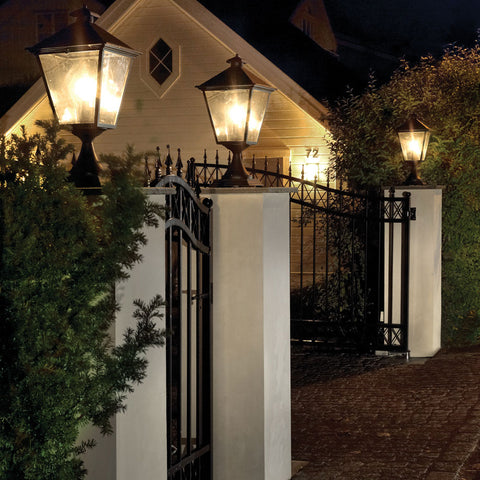 3 Driveway Pillar Lights on the entrance of a driveway