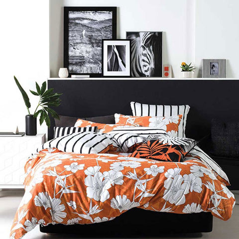 linen house dawn orange quilt cover set