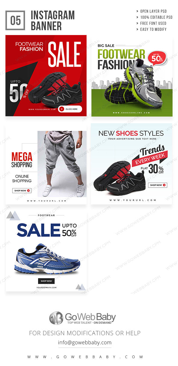Shoe Sale Instagram Banners For Website 