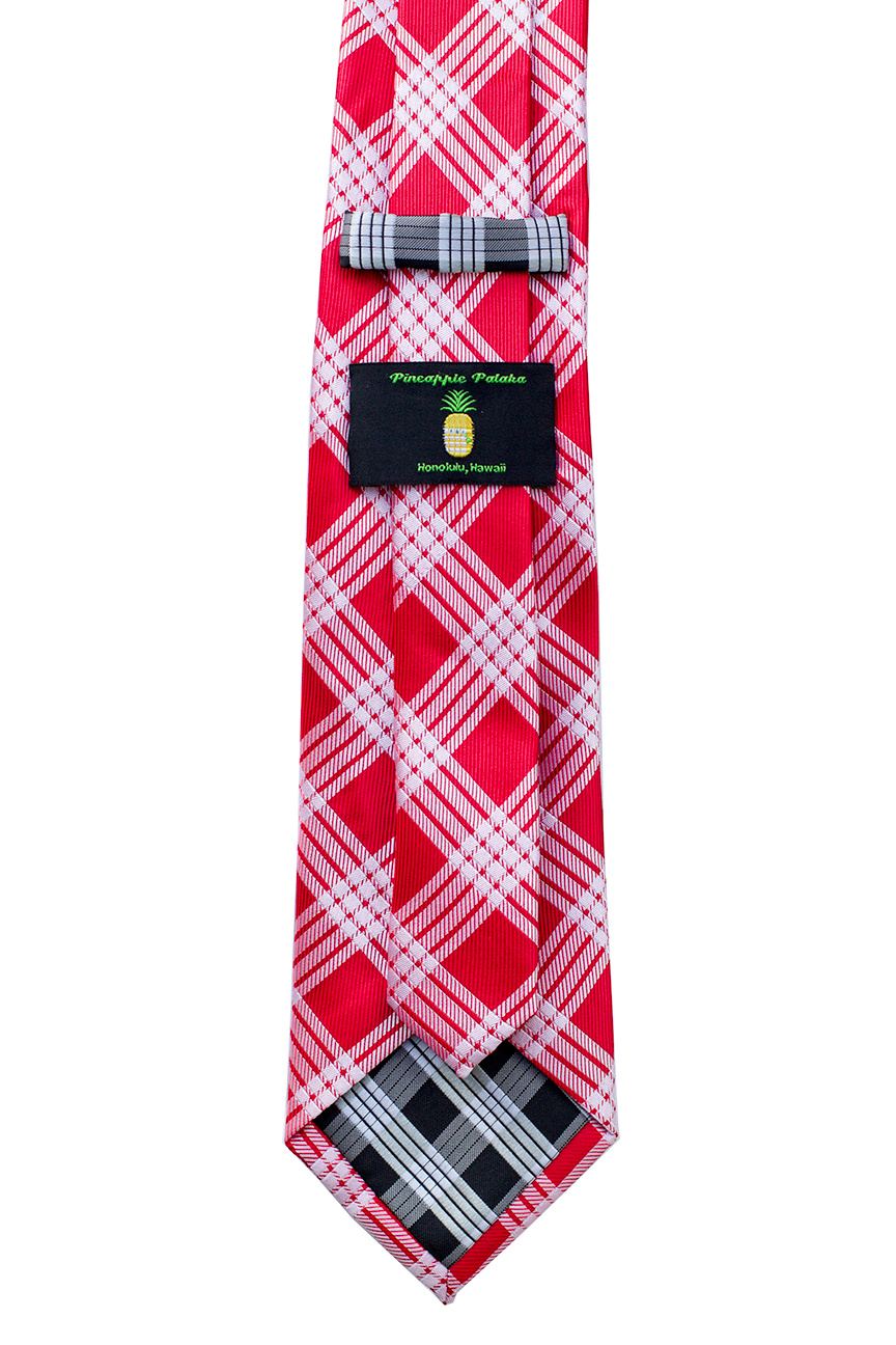 Palaka Red Modern Necktie – Pineapple Palaka