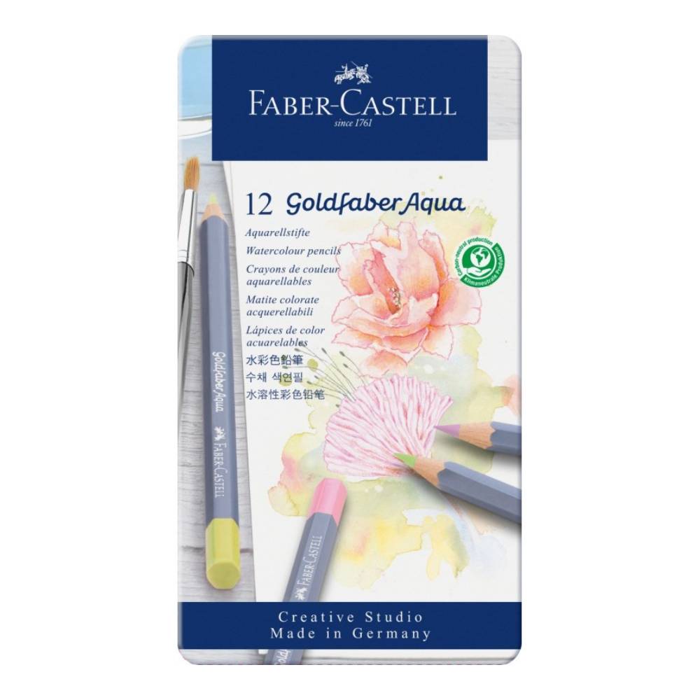 Caja Metálica 12 Lápices Acuarelables Pastel Goldfaber Faber Castell