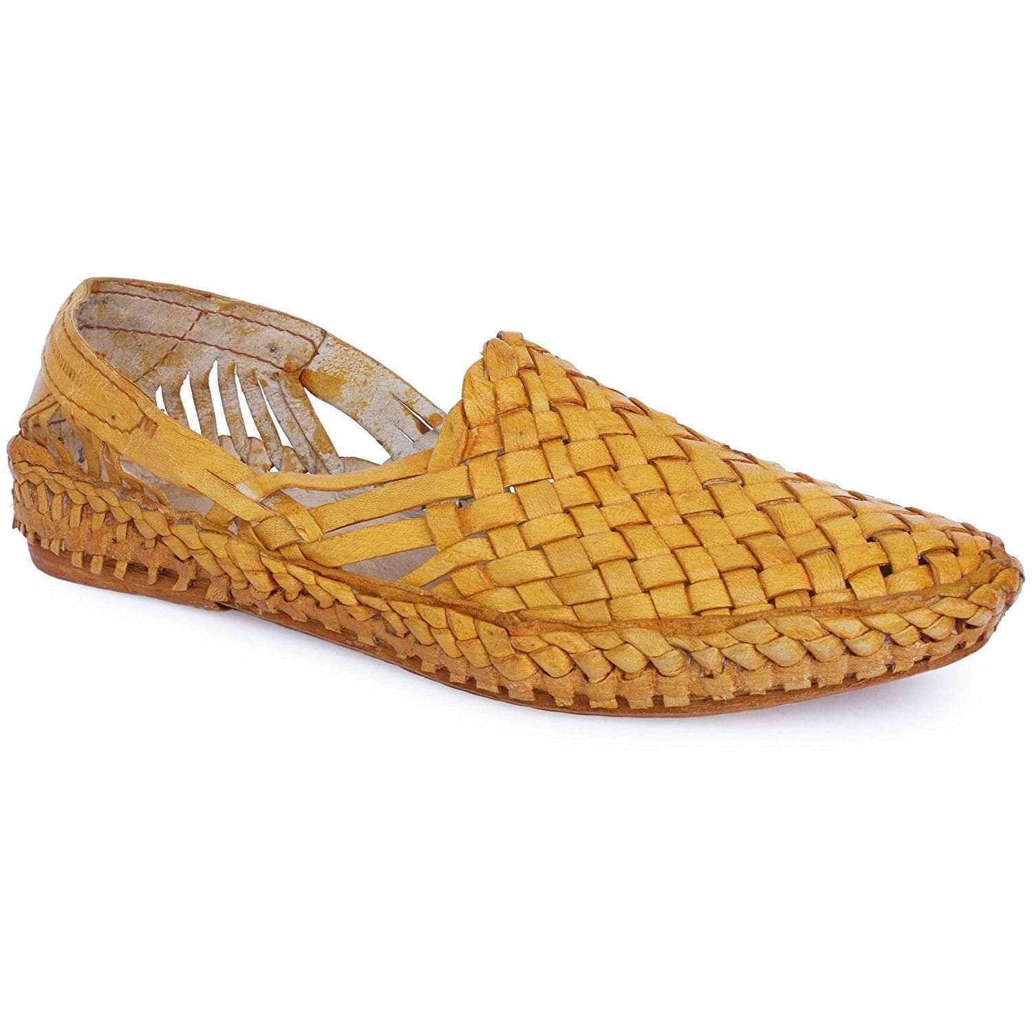 Buy Yellow Interwoven Leather Men's 