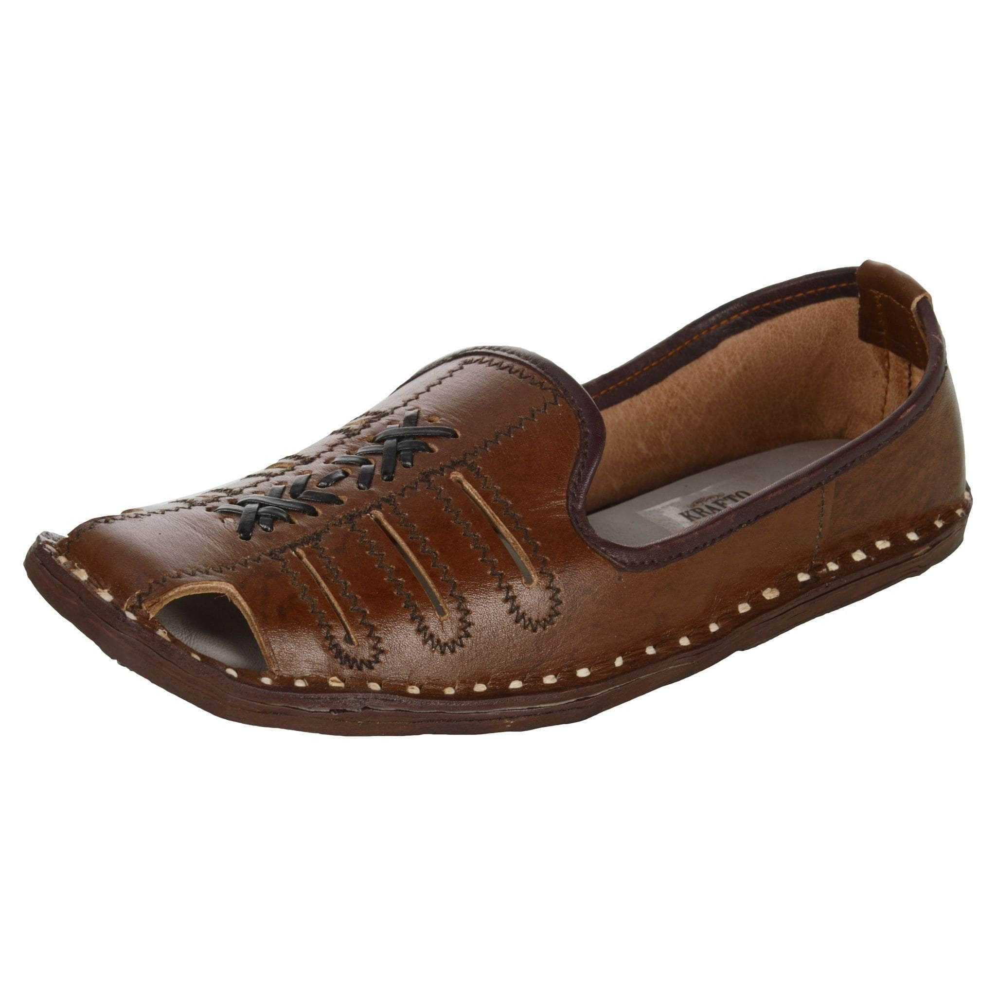 Buy Chocolate Brown Leather Men's Sandle Juttis | Shop Online – Krafto ...