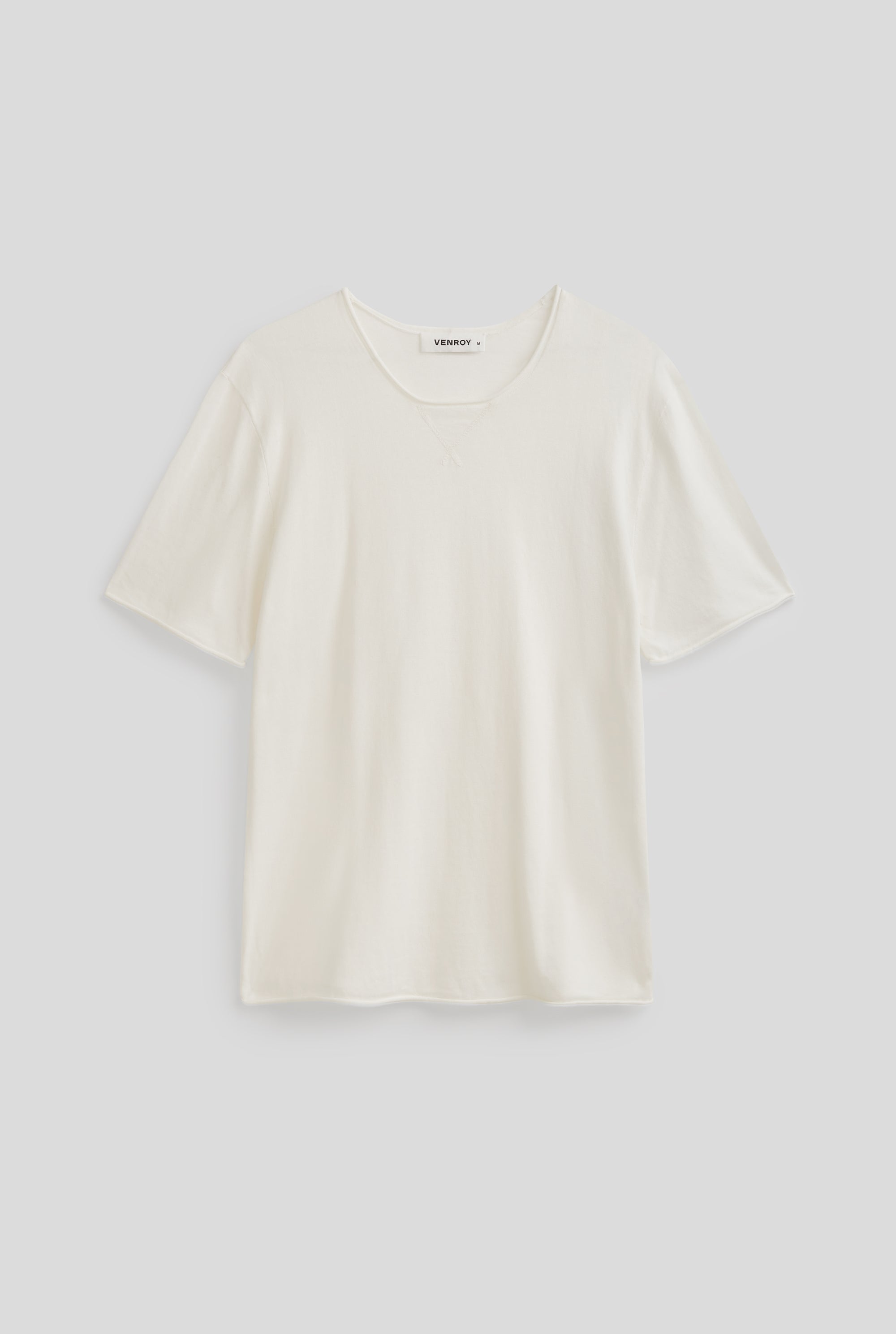Venroy - Mens Rolled Edge Cotton Knit T Shirt in Off White | Venroy ...