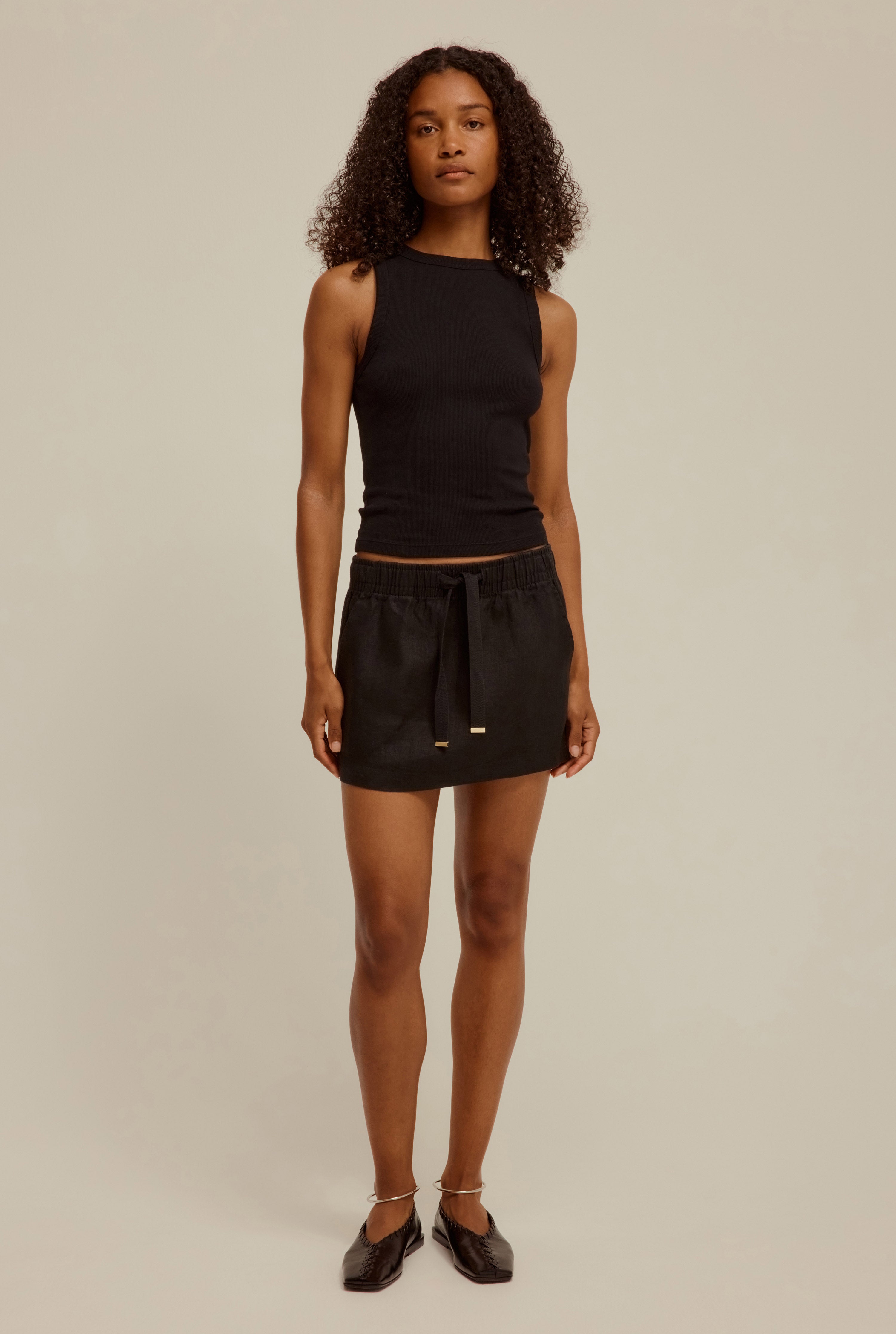 Linen Lounge Skirt in Black | Venroy | Premium Leisurewear designed in ...