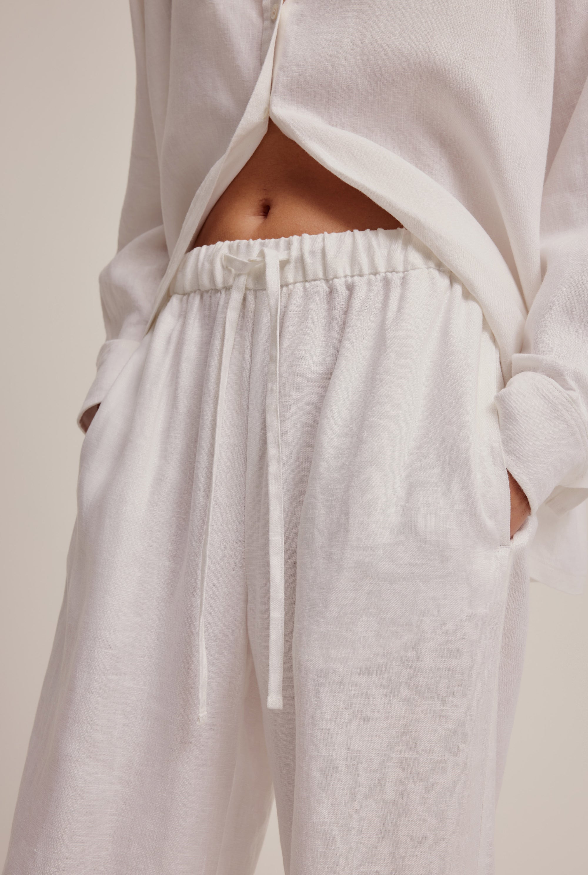 Wide Leg Linen Pant in White | Venroy | Premium Leisurewear designed in ...