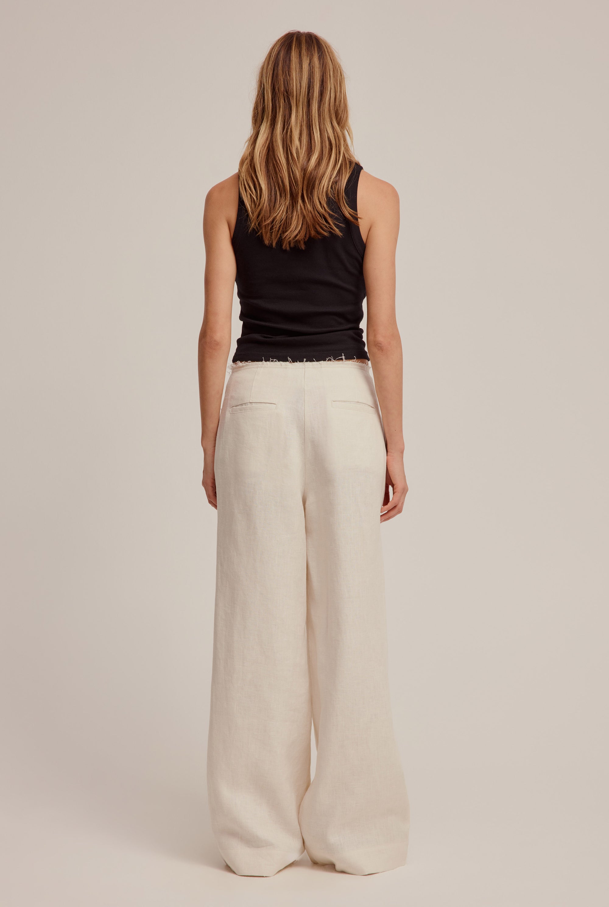Venroy - Womens Linen Frayed Detail Trouser in Cream | Venroy | Premium ...