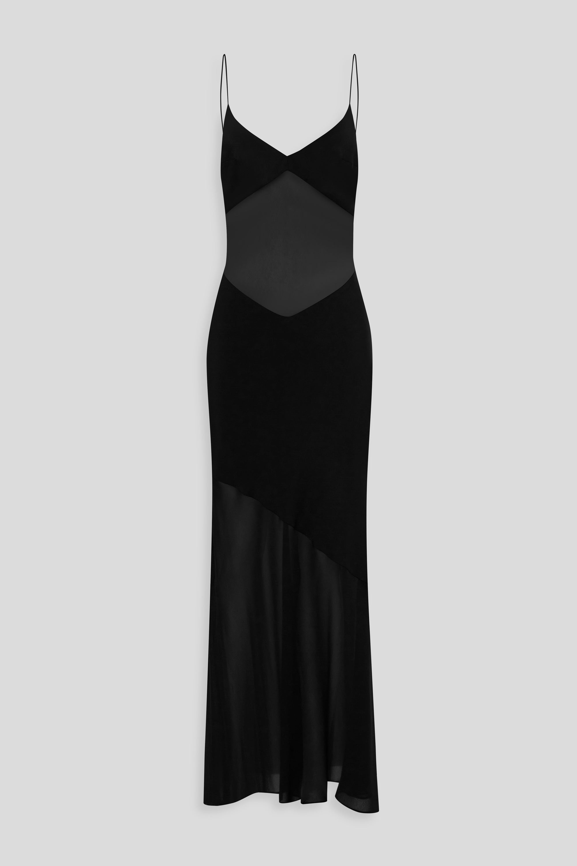 Venroy - Womens Womens Sheer Panelled Silk Slip Dress in Black | Venroy ...