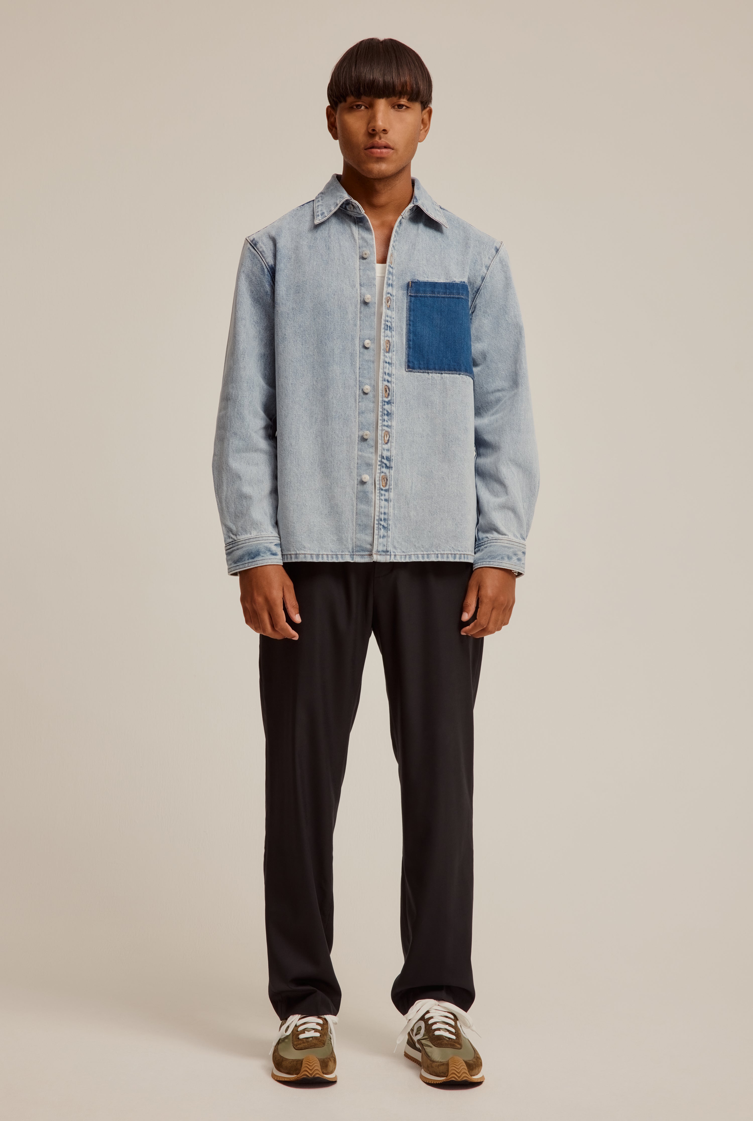Contrast Denim Jacket in Light/Dark Blue | Venroy | Premium Leisurewear ...