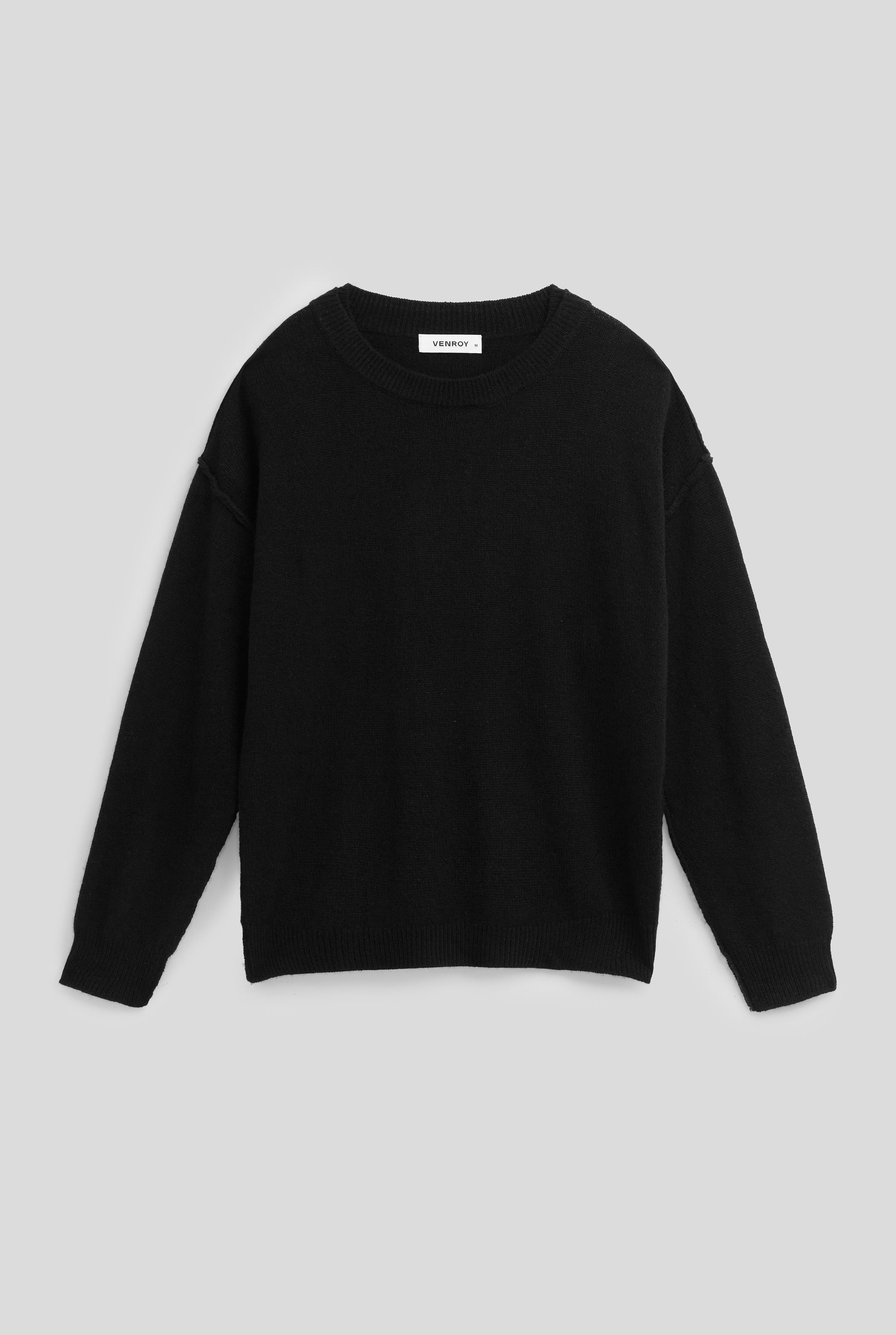 Cashmere Exposed Seam Sweater in Black | Venroy | Premium Leisurewear ...