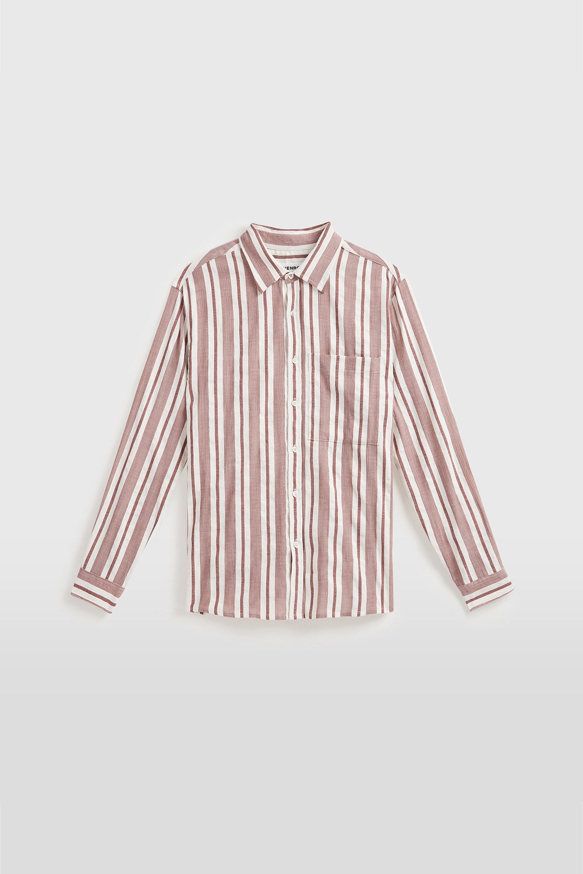 Long Sleeve Relaxed Shirt in Brown Seersucker Stripe | Venroy | Premium ...