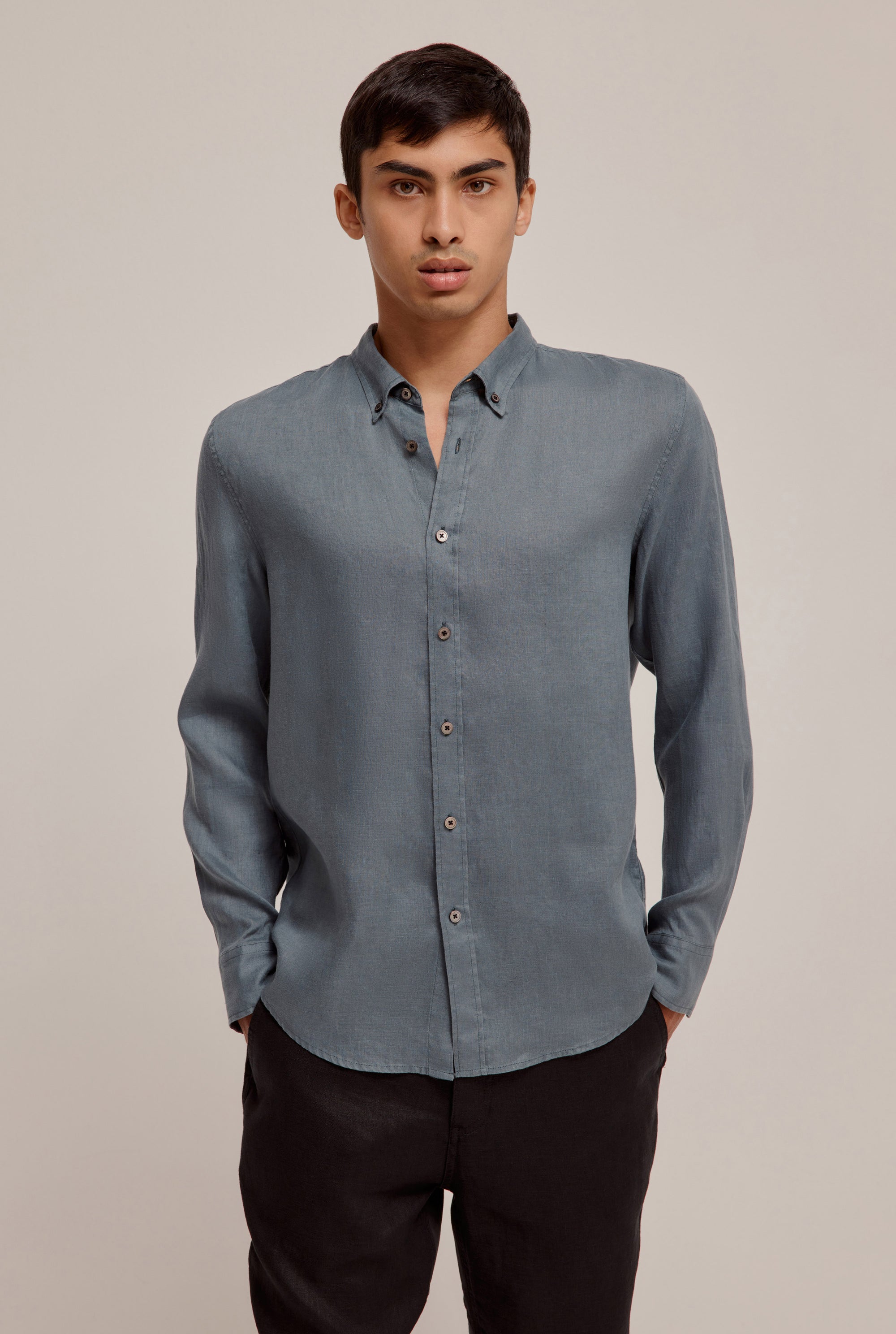 Linen Shirt in Dark Slate | Venroy | Premium Leisurewear designed in ...