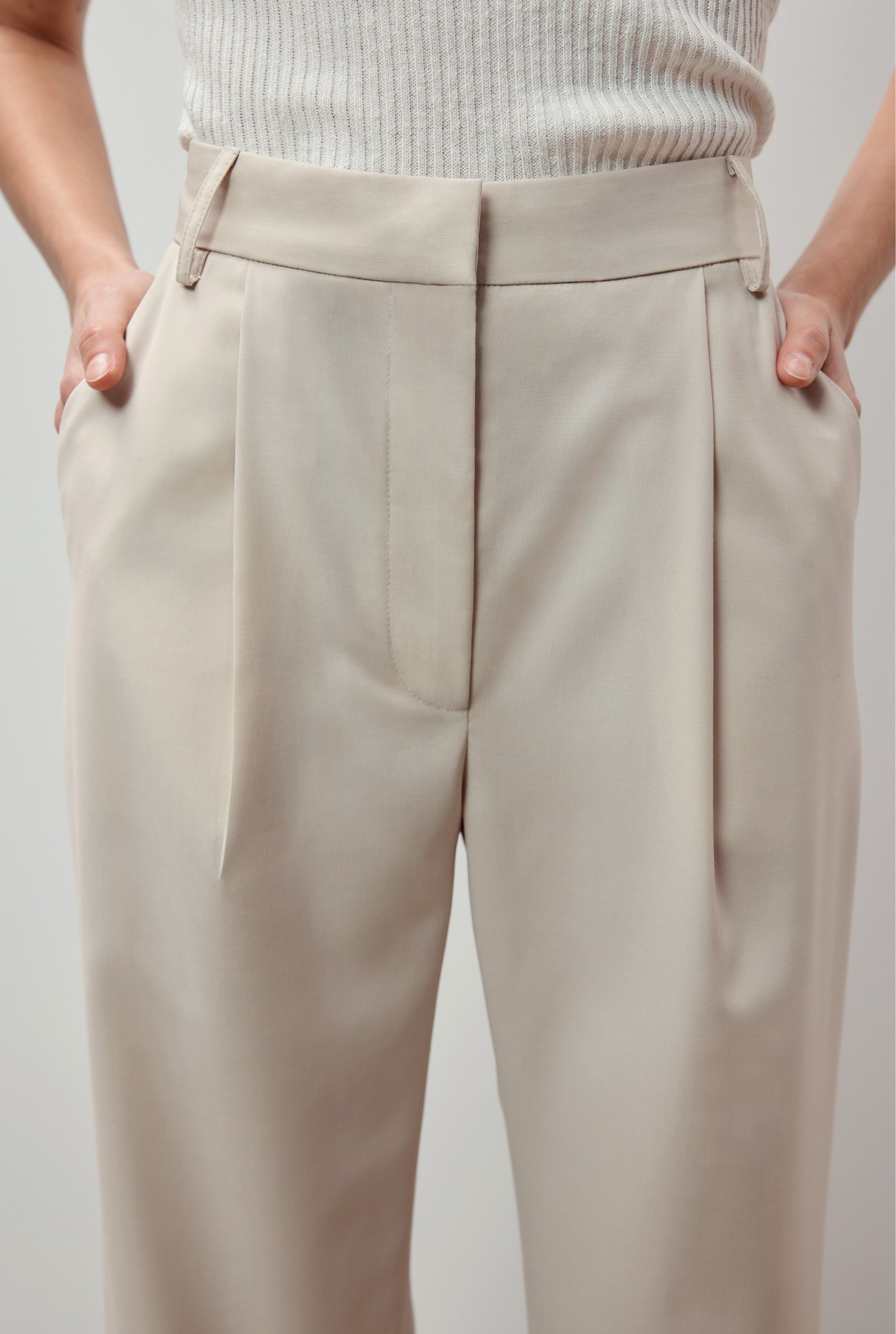 Wool Blend High Waisted Wide Leg Trousers  Karen Millen