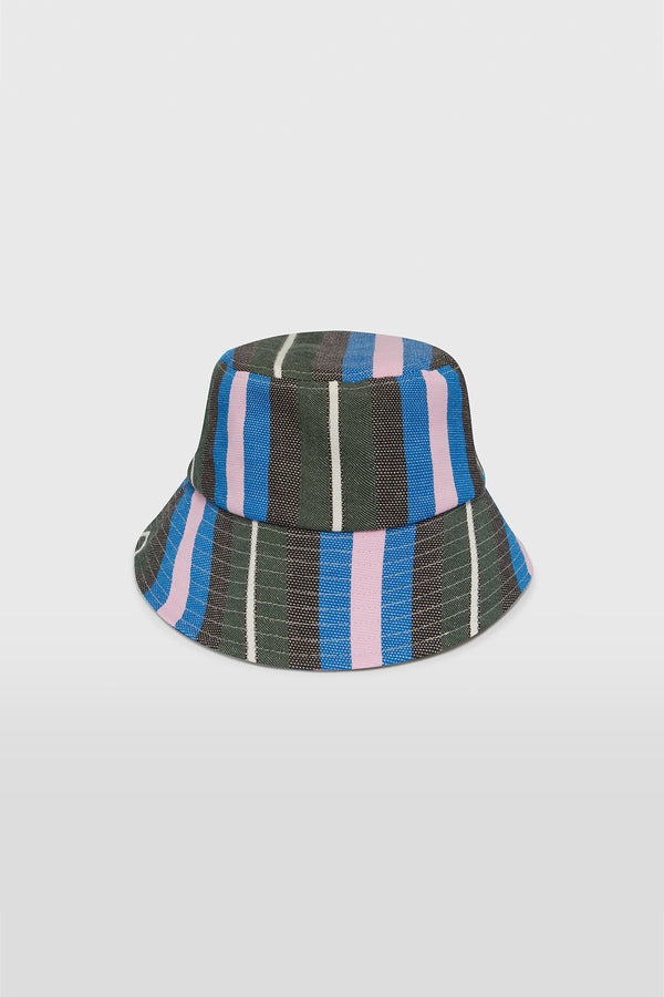 Woven Stripe Bucket Hat in Forest/Royal Blue/Pink Stripe | Venroy | Premium  Leisurewear designed in Australia