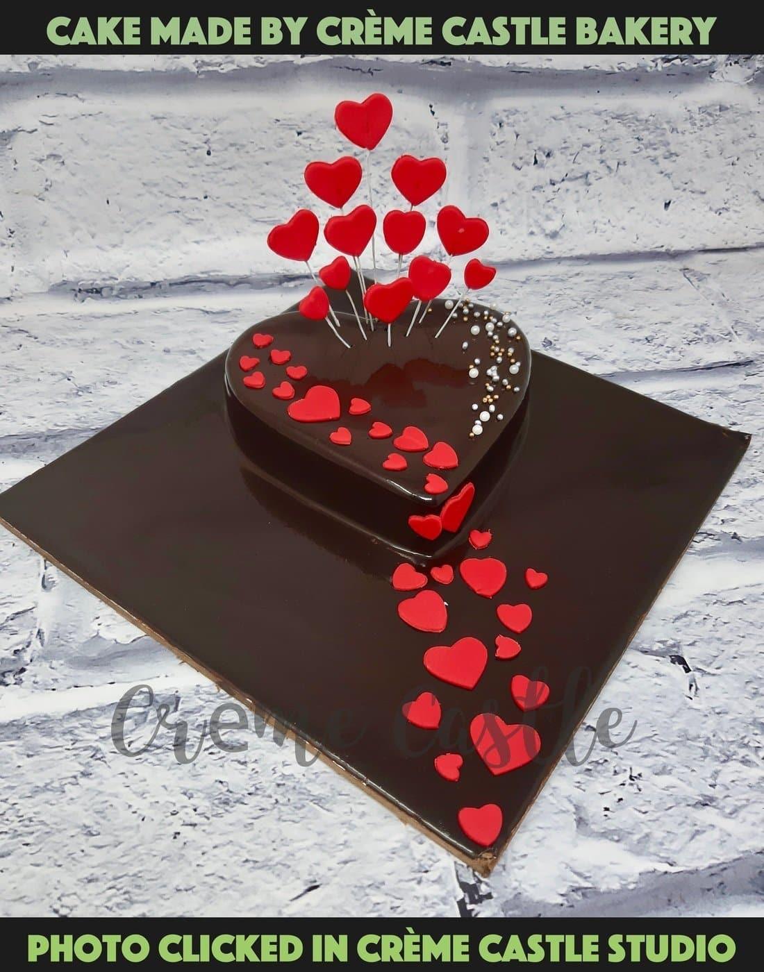 Red Chocolate Heart Cake – Creme Castle