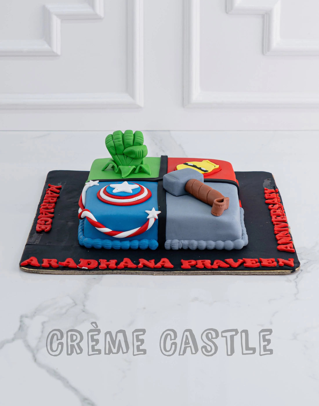 Avengers theme cake in Square Shape by Creme Castle