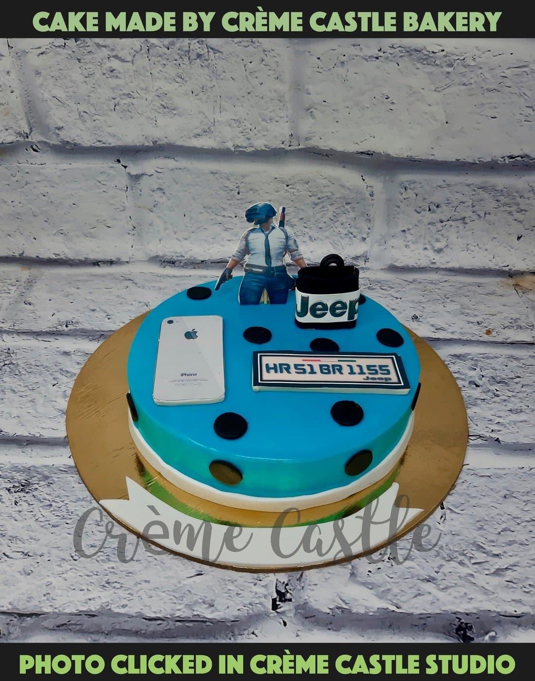 A cake for someone who loves pubG game and drivers a fancy JEEP. A ...