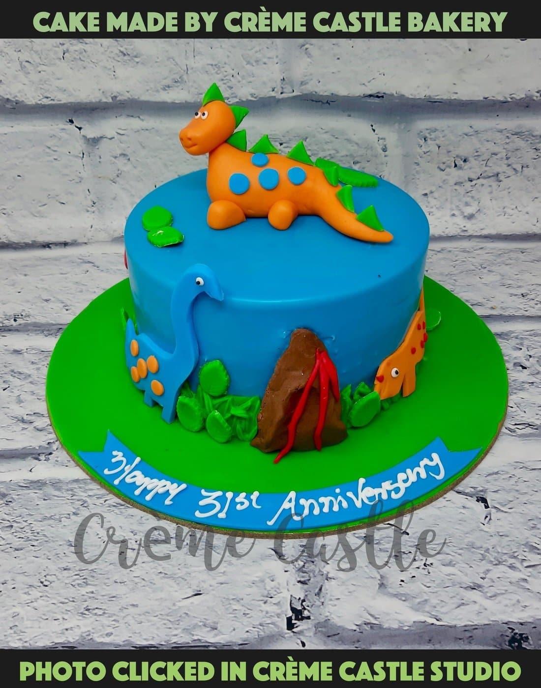 Dinosaur Blue Cake. Kids Cake Designs . Noida & Gurgaon – Creme Castle