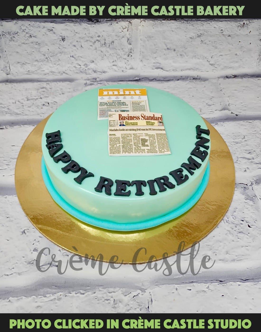 Newspaper Retirement Cake | Custom Cake Bakery - CrÔøΩme Castle ...