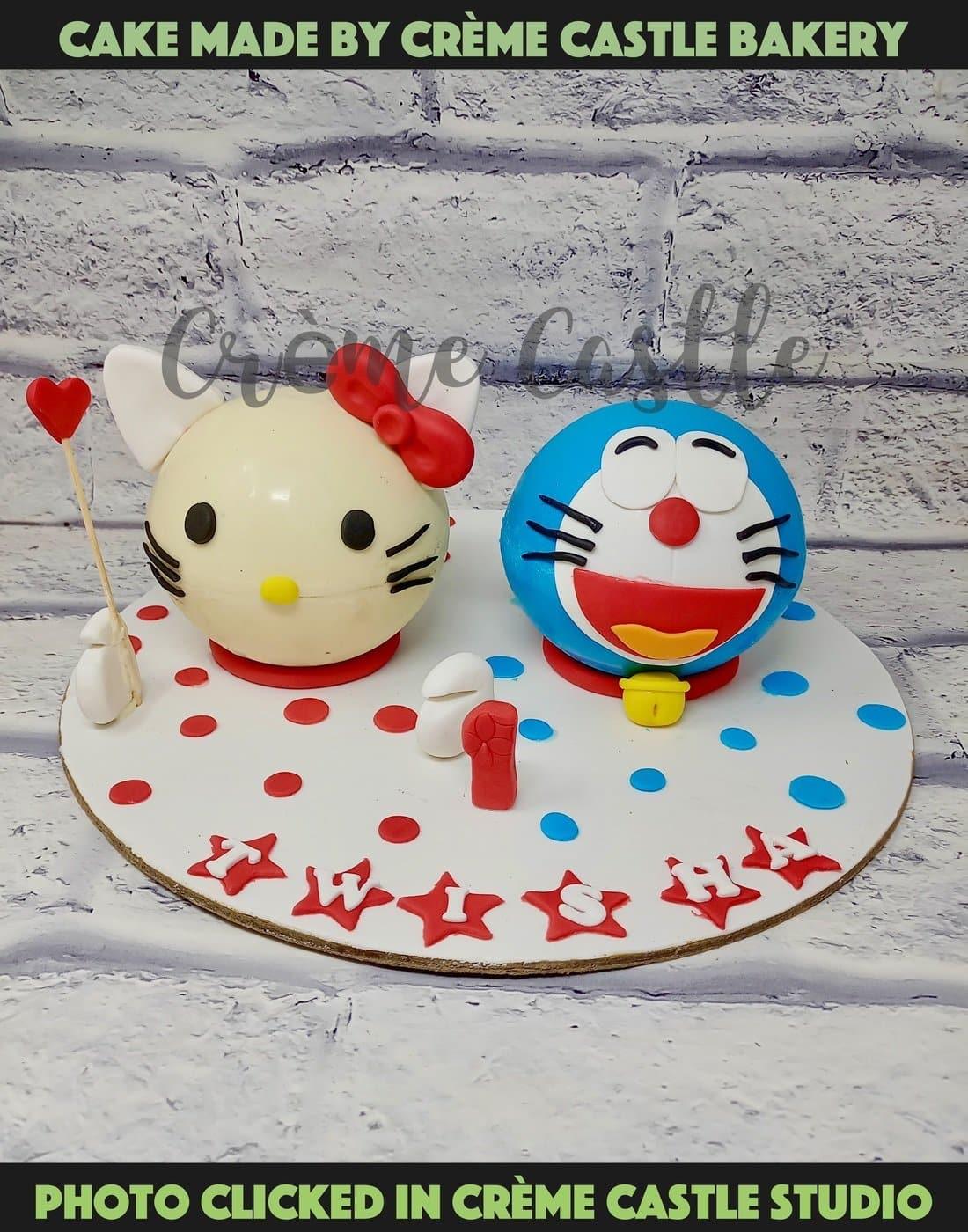Twins Doremon Hello Kitty Cake. Birthday Cake Kids. Noida ...