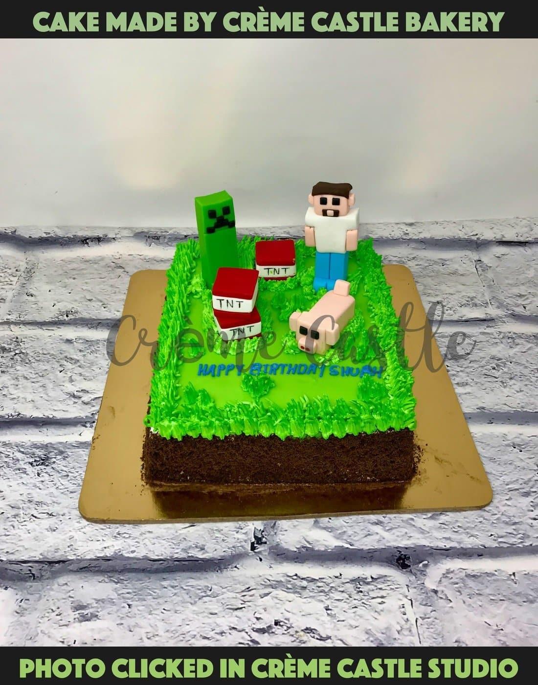 Minecraft Square Cake. Computer Game Cake. Noida & Gurgaon – Creme ...