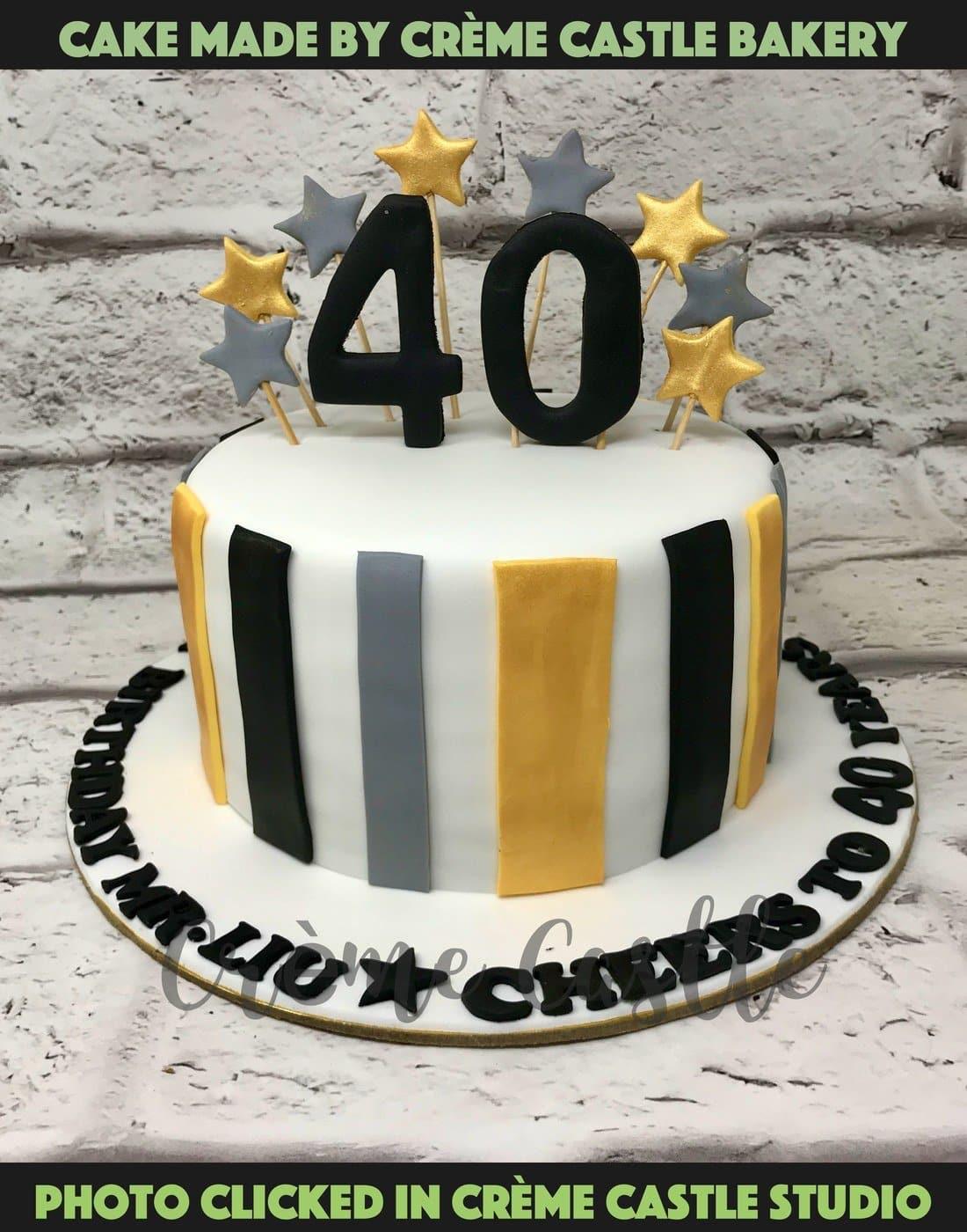 40th Birthday Design Cake – Creme Castle