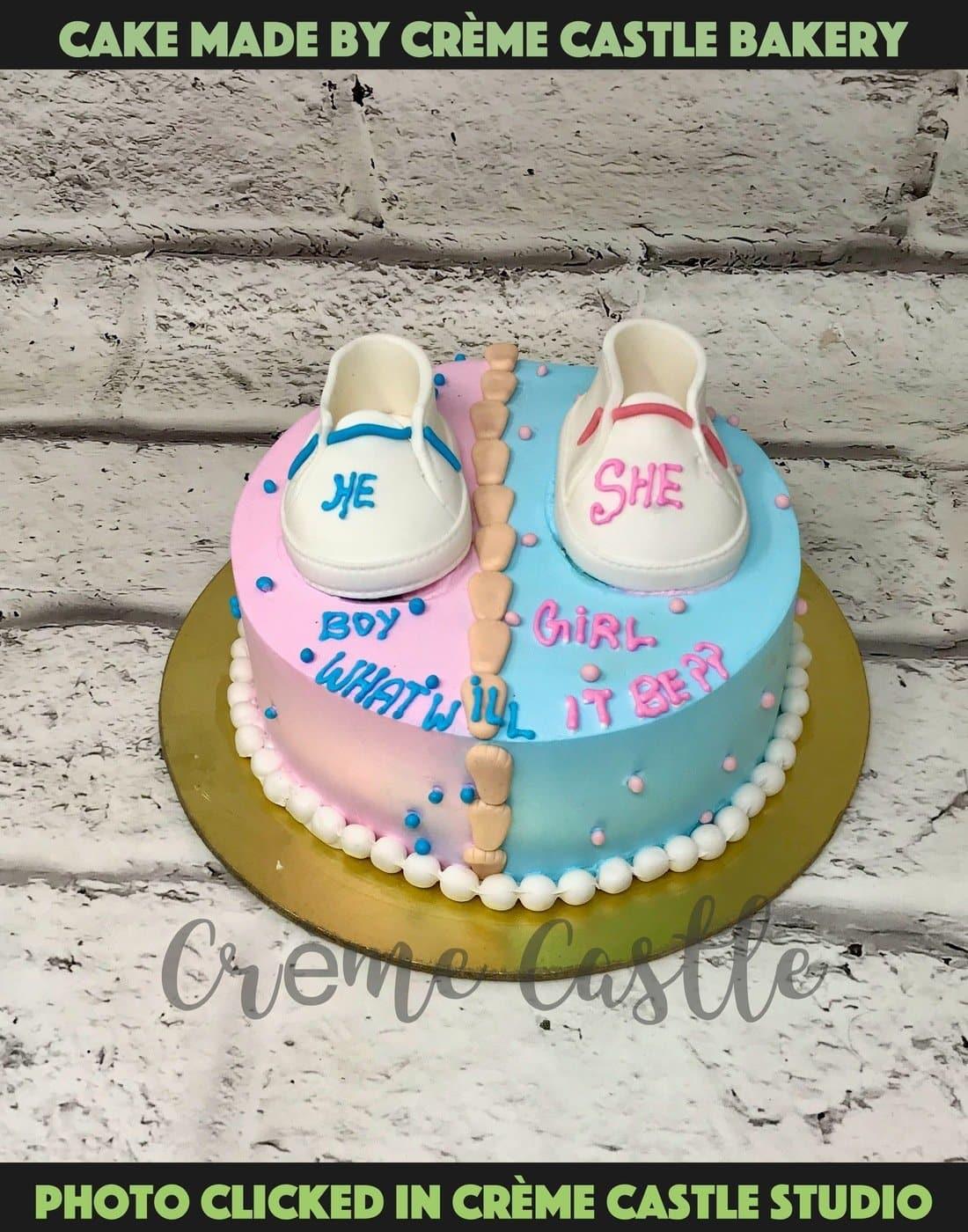 Pink and Blue Cream. Baby Shower Cake. Noida & Gurgaon – Creme Castle