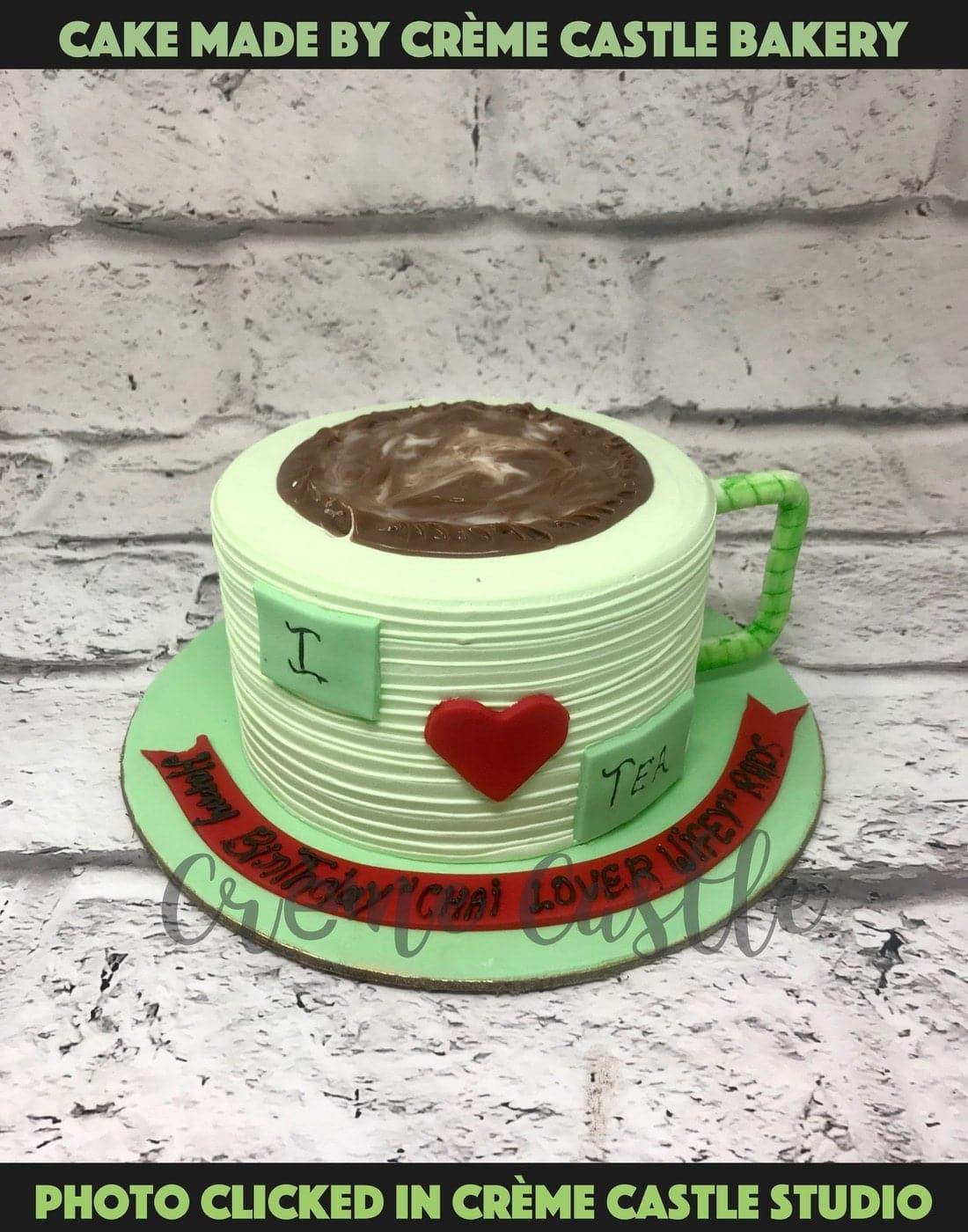 Green Tea Design Cake | Custom Cake Bakery - CrÔøΩme Castle ...