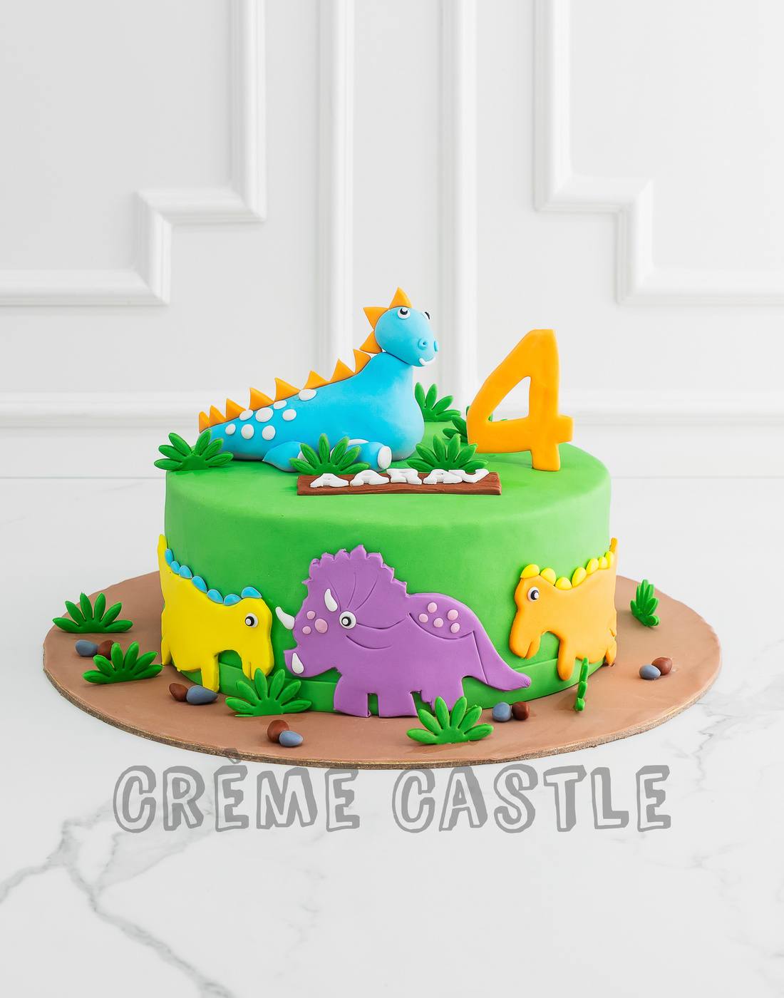Green Dinosaur Design Cake – Creme Castle