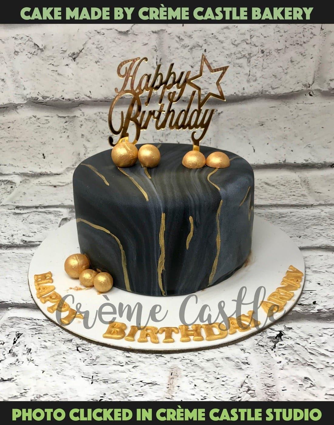 Black Marble Design Cake – Creme Castle