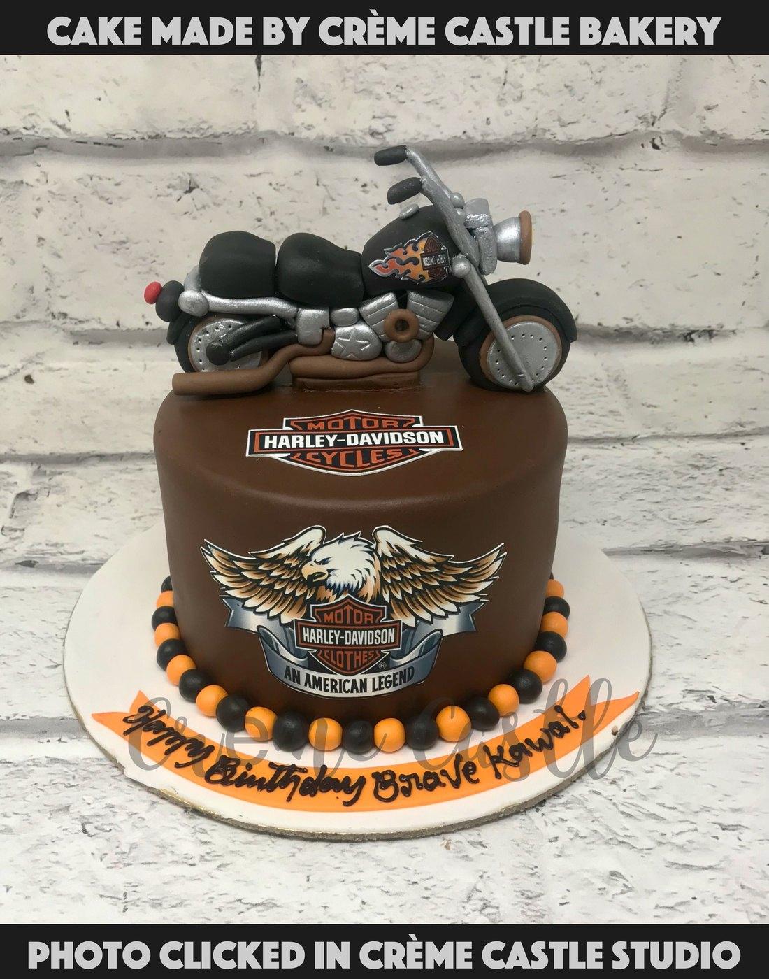 Bike Theme Cake in Harley Davidson by Creme Castle