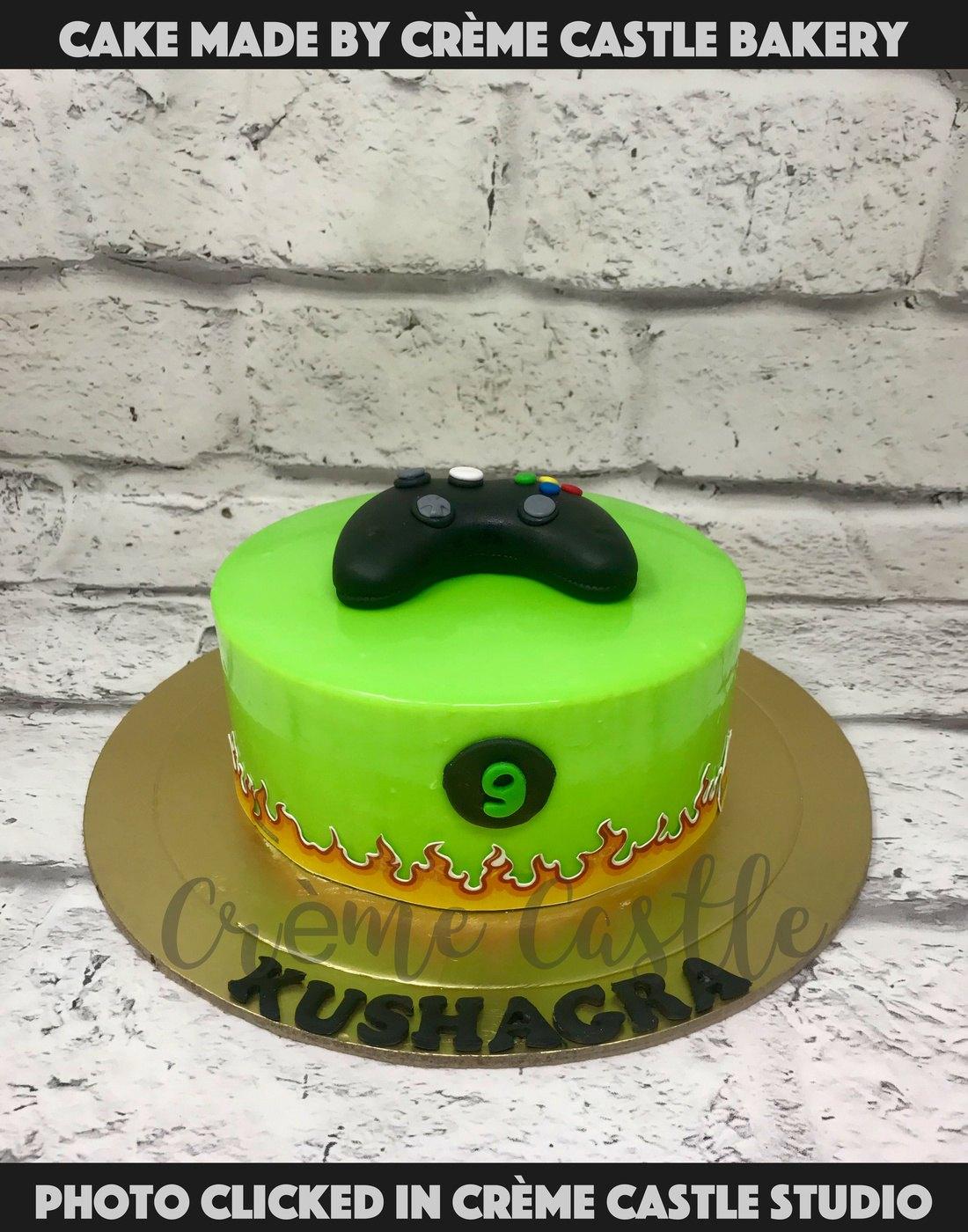 PS4 Theme Cake in Green by Creme Castle