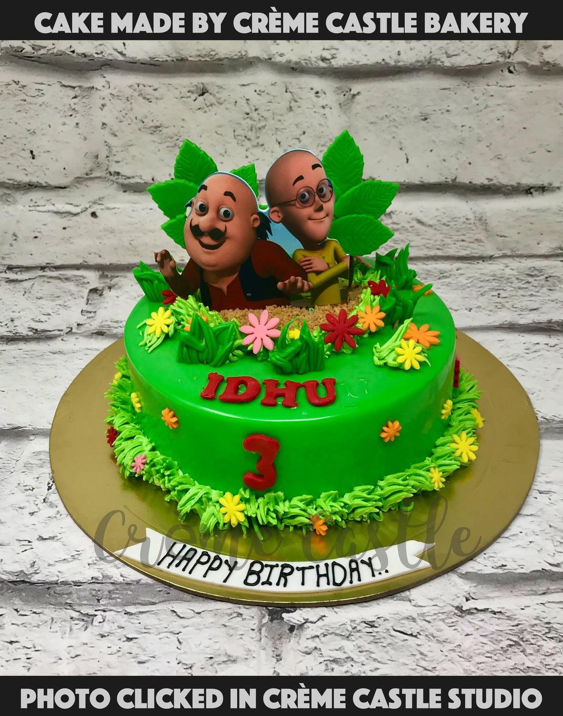 Motu Patlu Garden Cake | Custom Cake Bakery - CrÔøΩme Castle ...