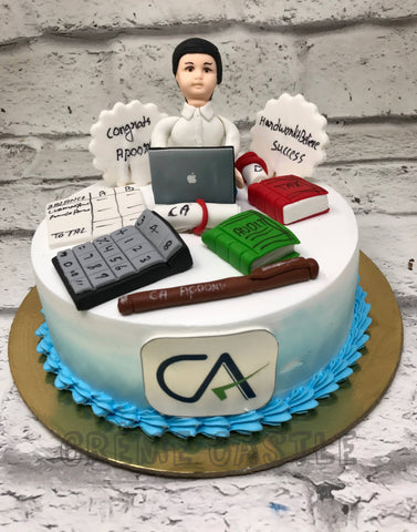 Elegant Finance-themed Fondant Cake for a CA Chartered Accountant's Birthday